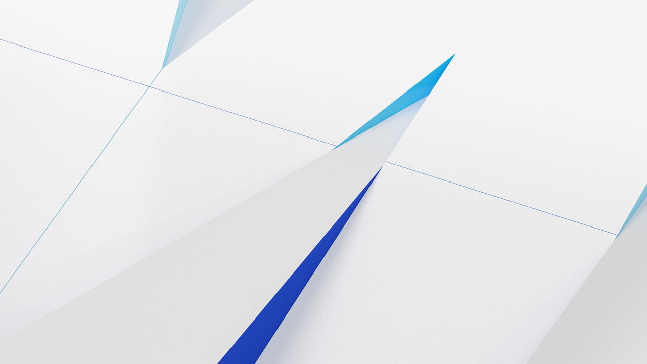 Official IBM announcement artwork with white geometric shapes and blue accents