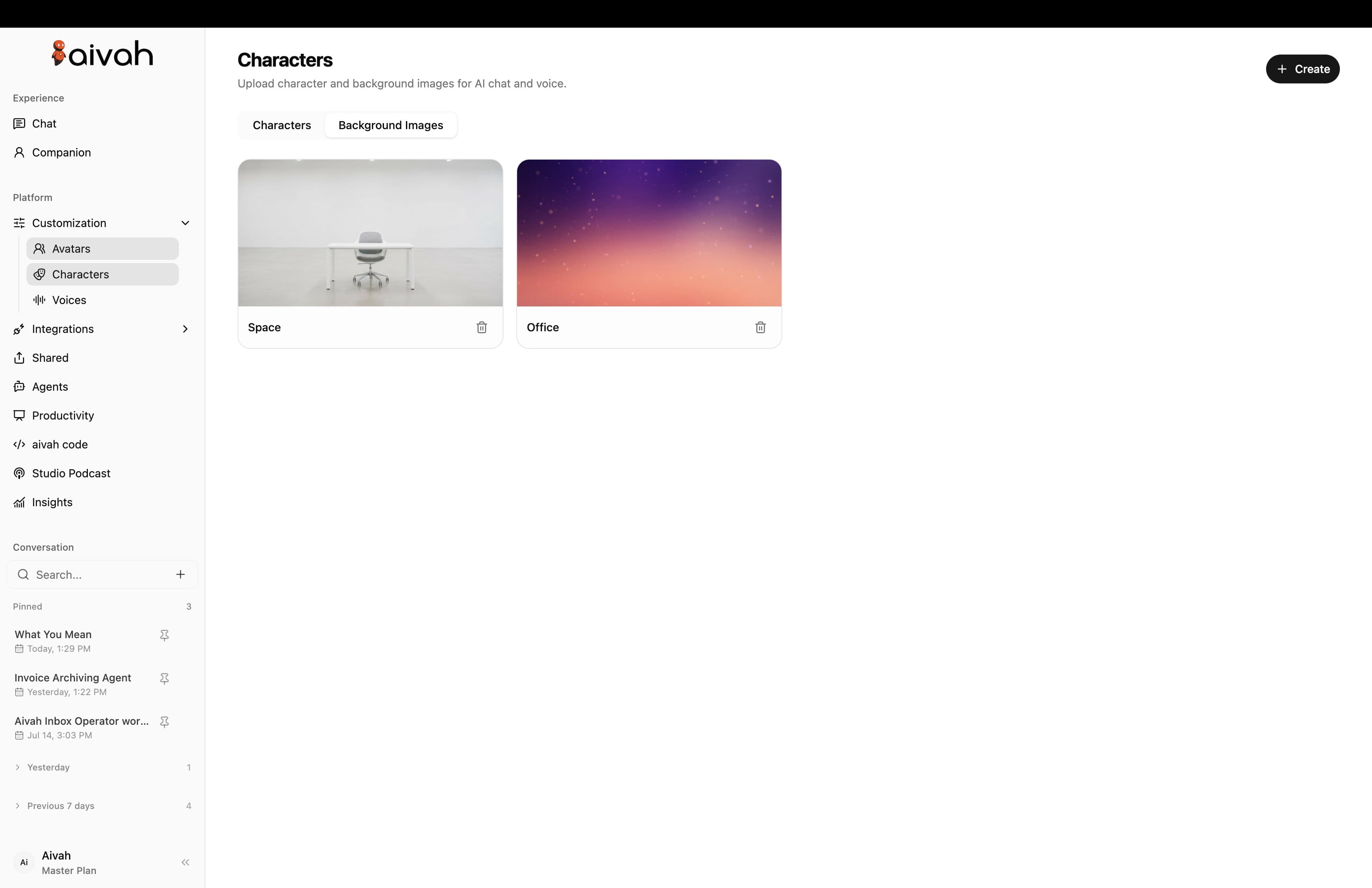 Place the employee in the right scene. inside the Aivah platform