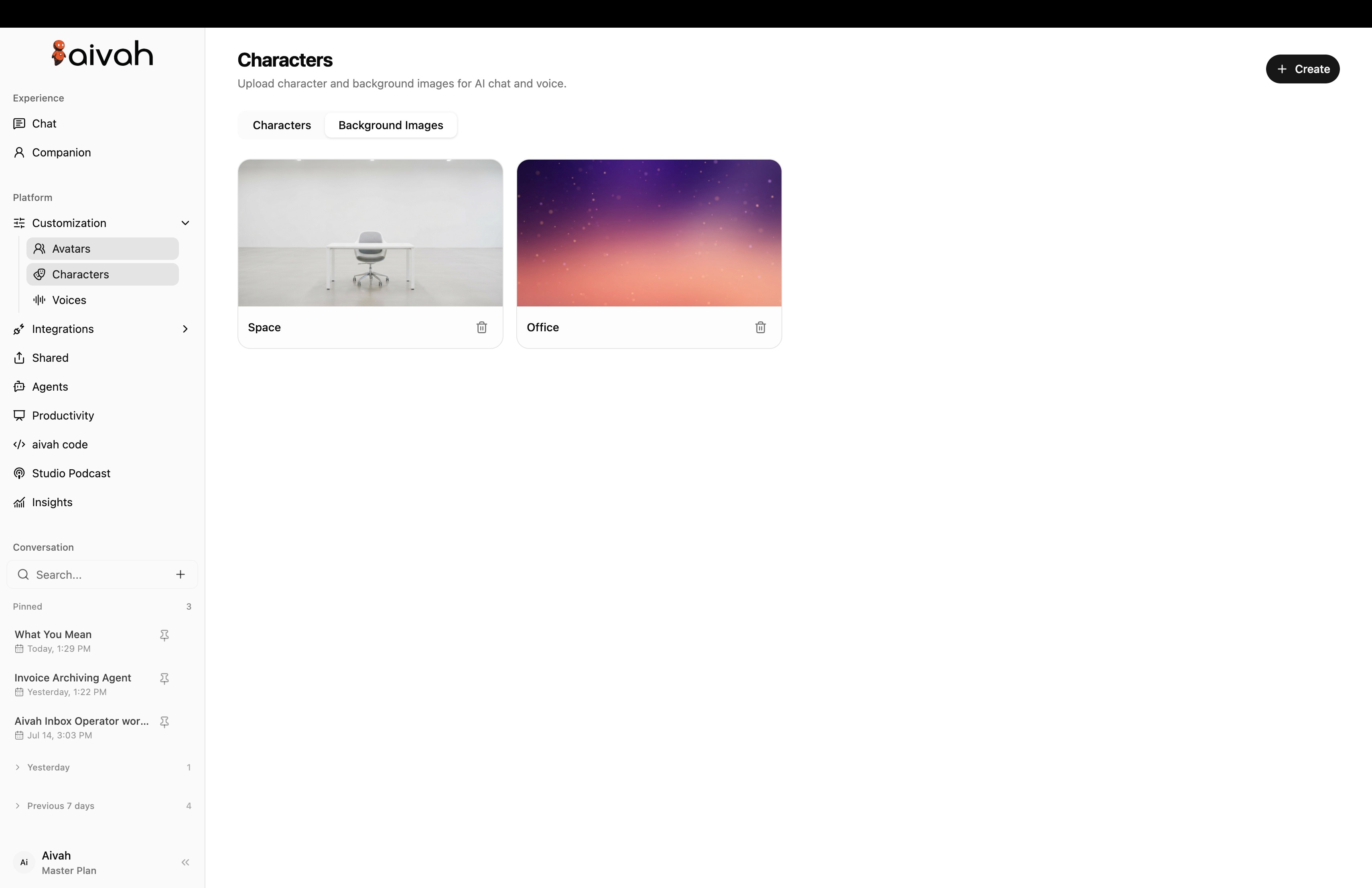 Place the employee in the right scene. inside the Aivah platform