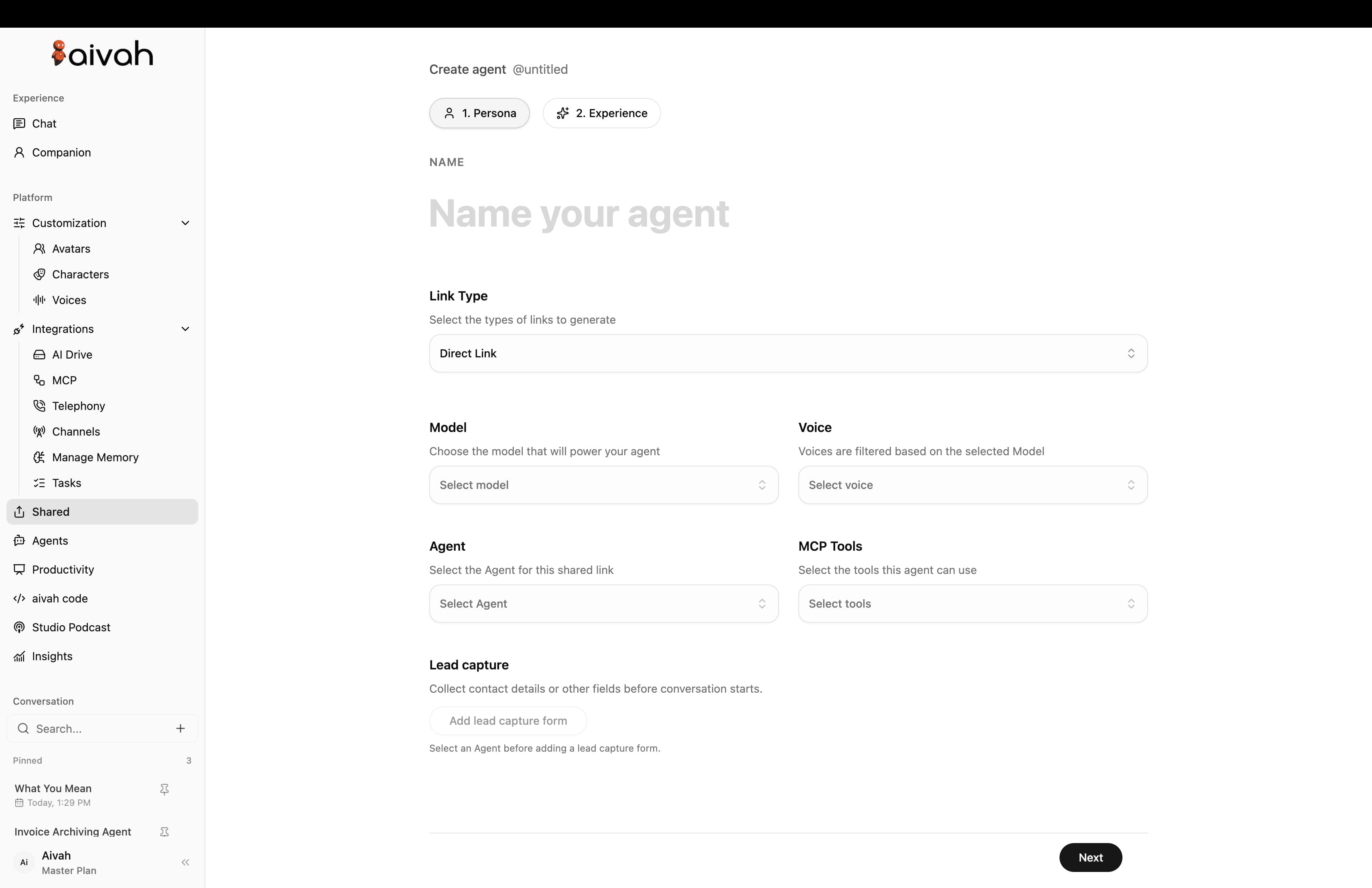 Publish a configured employee experience. inside the Aivah platform