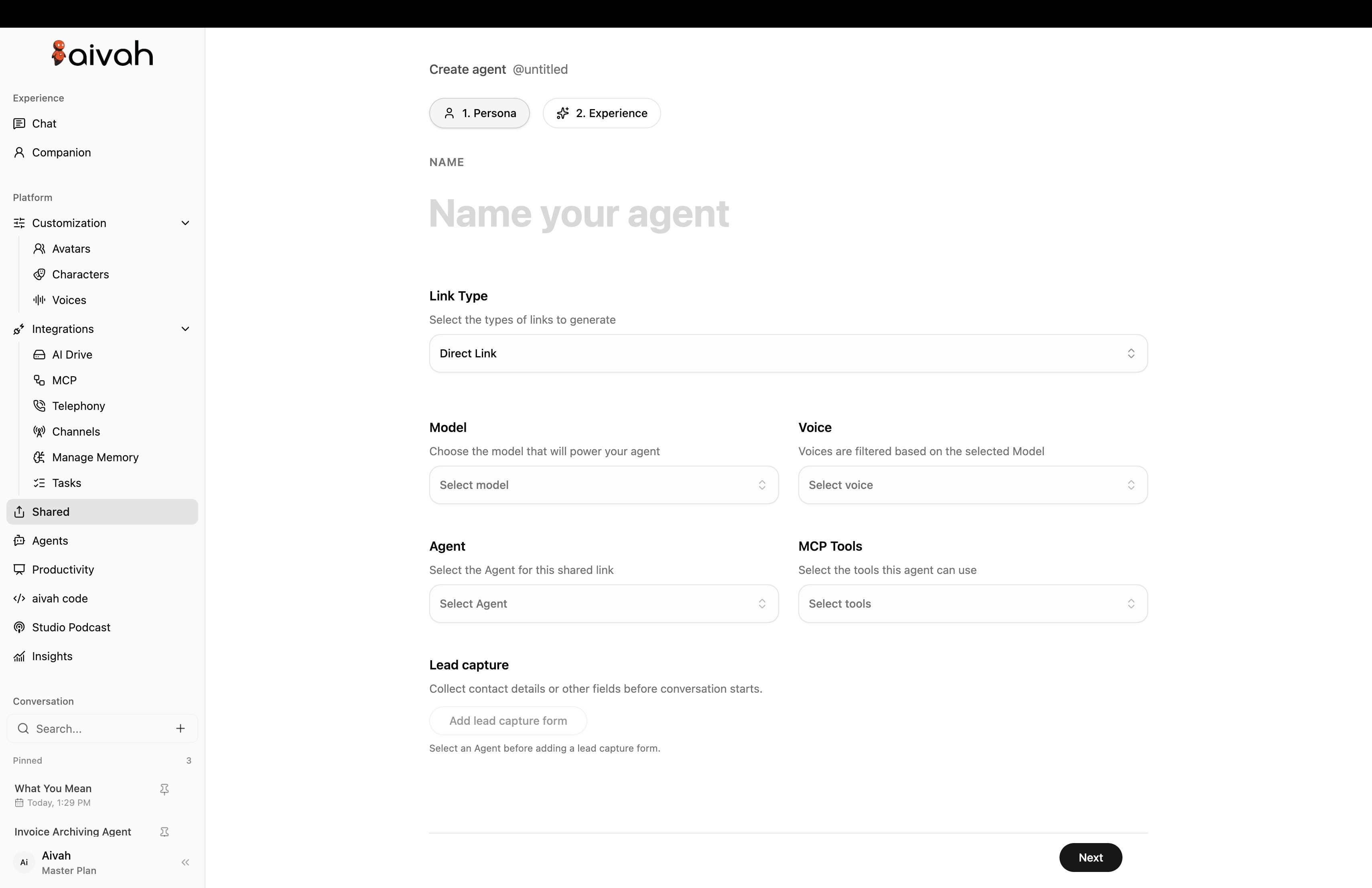 Publish a configured employee experience. inside the Aivah platform